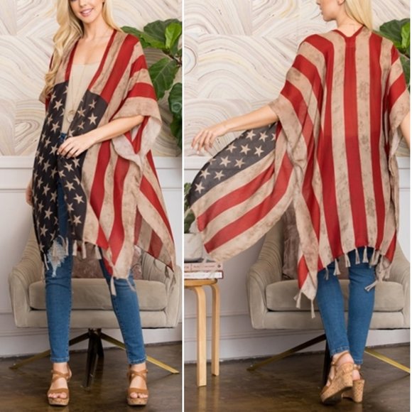 Trend Setter Diva Boutique Tops - #7 American flag duster cardigan